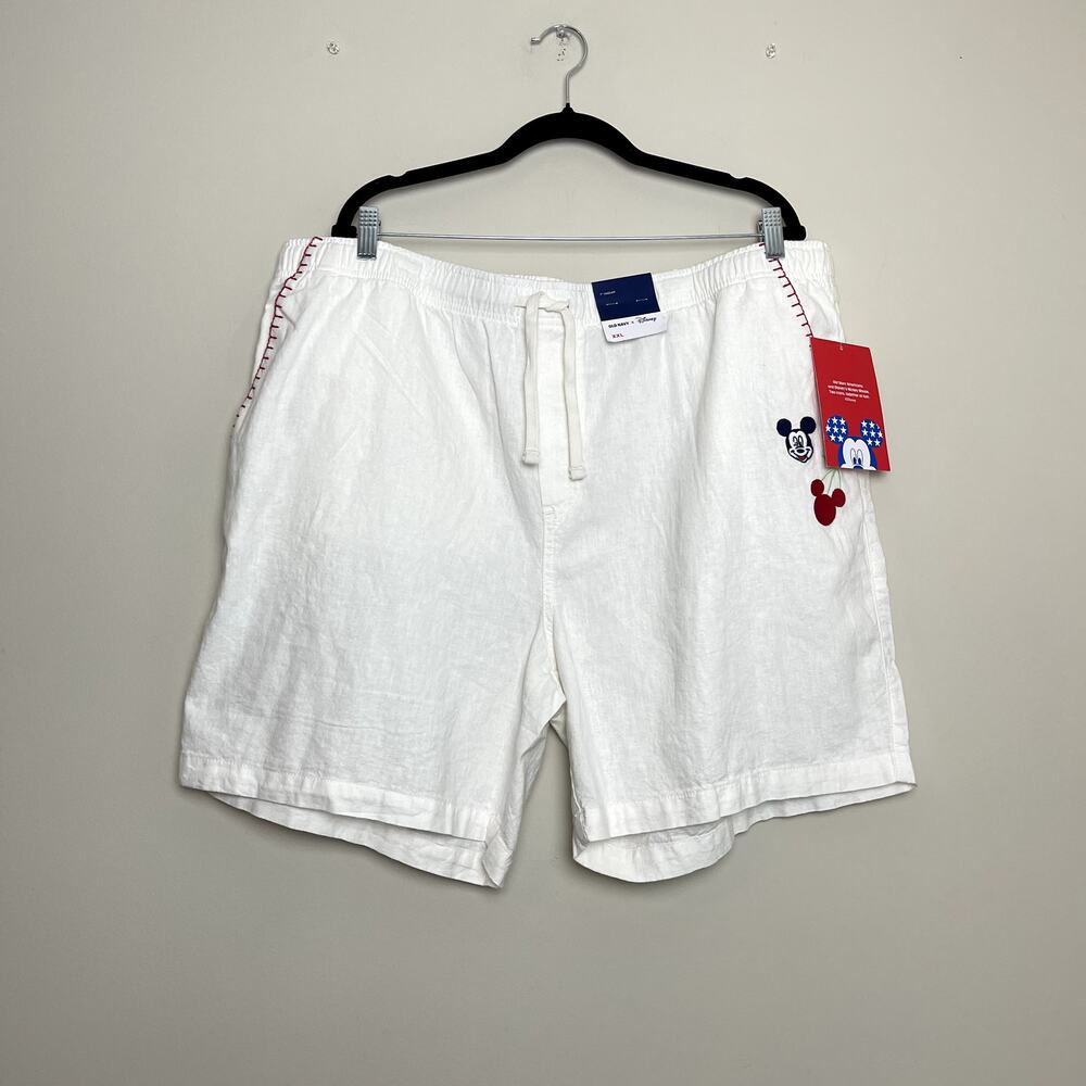 NWT Old Navy x Disney Mickey Mouse Linen-Blend Jogger Shorts Beach Cruise Sz XXL